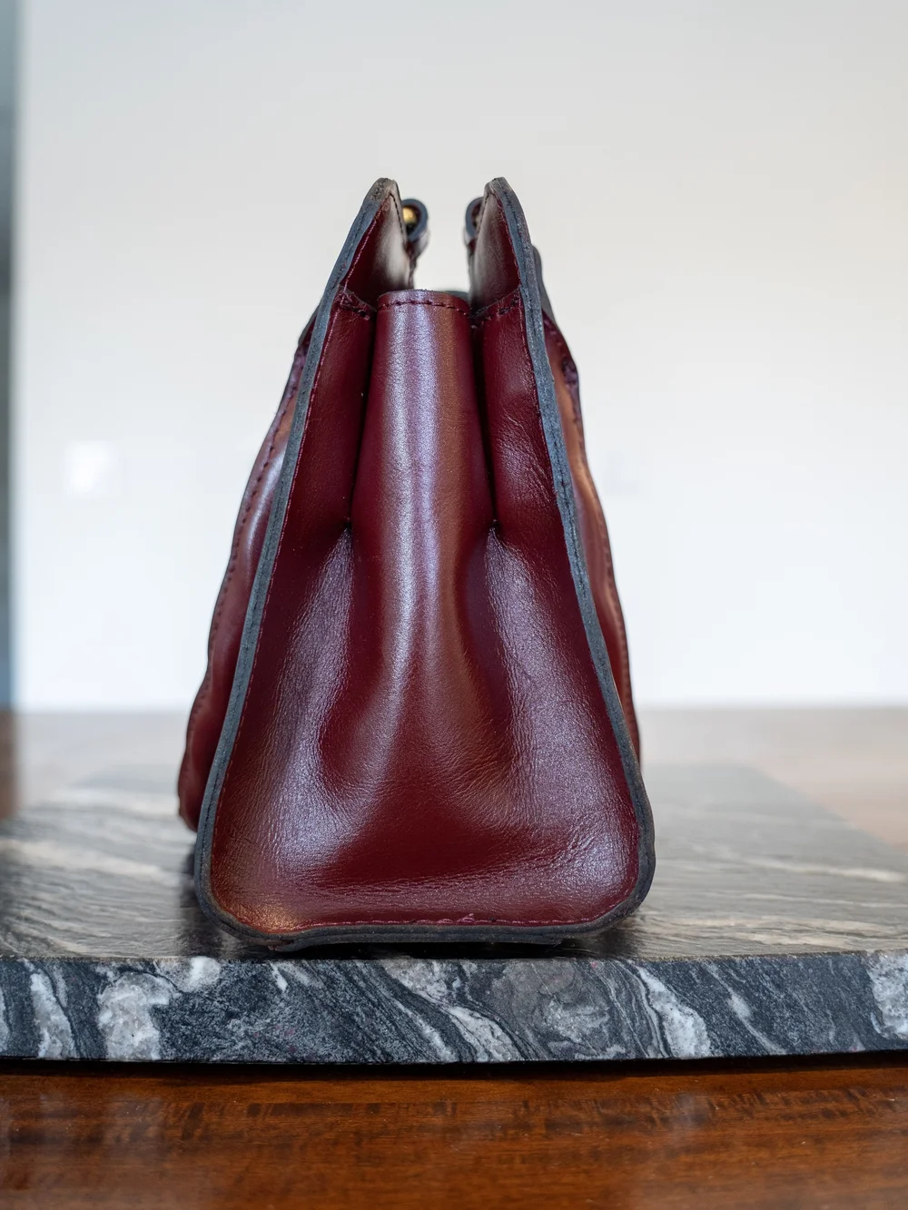Embossed Floral Leather Satchel Bag
